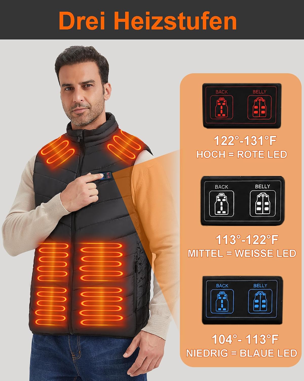 Beheizbare Weste mit Powerbank - Detailaufnahme 4